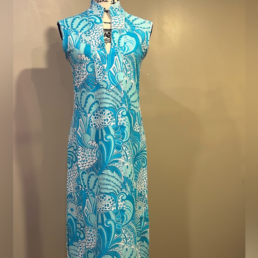Jude Connally Turquoise & White Printed Midi Dress - Picture 5 of 16